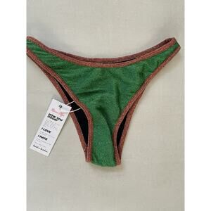 Reina Olga Swim Women Sz 1 Bikini Bottom Metallic Color Block Swimwear NWT